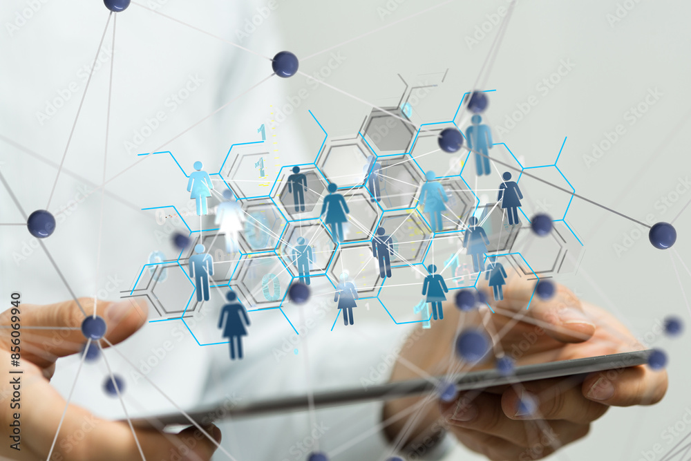 Poster abstract technology group and data 3d