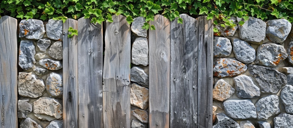 Poster Natural Stone and rock for decorative fence and add more strength. with copy space image. Place for adding text or design