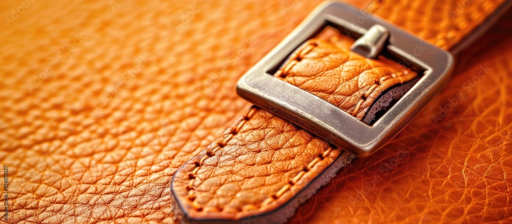 Aufkleber closeup of leather buckle pastel background abstract. with copy space image. place for adding text o