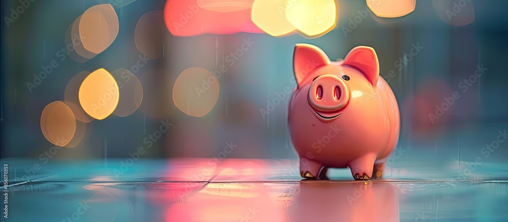 Poster rising cost of living. inflation financial crisis background with piggy bank. copy space image. plac