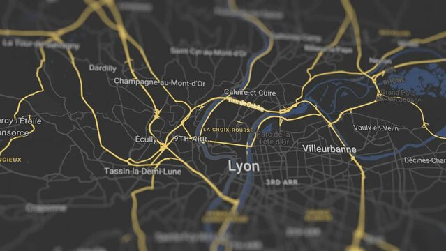 Lyon Map France, Slider Shot