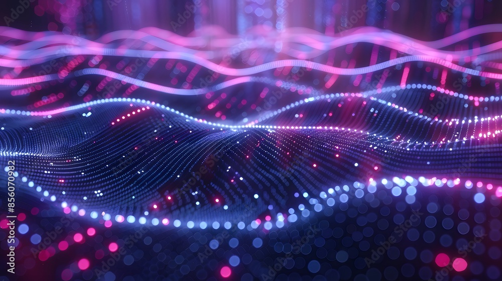 Poster abstract data technology background featuring connecting dots and lines on a dark backdrop, rendered