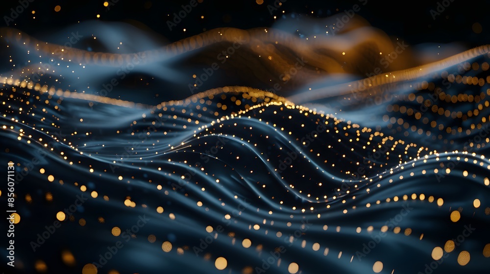 Poster abstract data technology background featuring connecting dots and lines on a dark backdrop, rendered