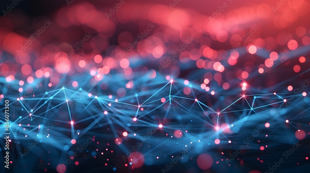 Poster abstract data technology background featuring connecting dots and lines on a dark backdrop, rendered