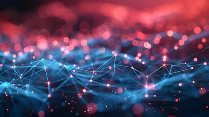 Abstract data technology background featuring connecting dots and lines on a dark backdrop, rendered in 3D with a resolution of 4k.
