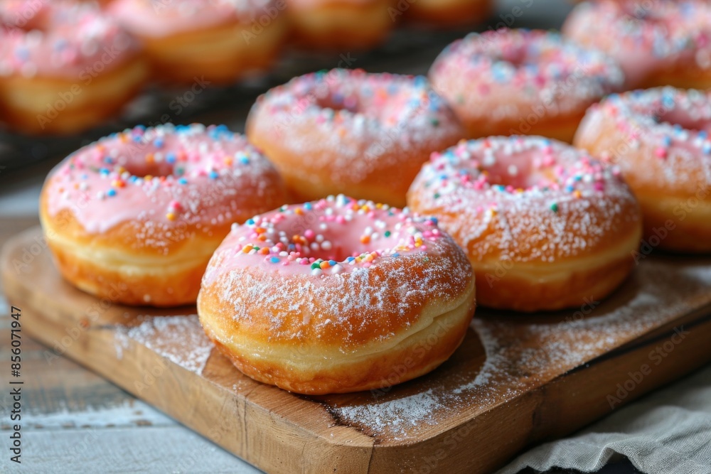 Wall mural Delicious Pink Frosted Donuts