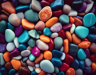 Close up Bright colors of rocks for background, top view on digital art concept, Generative AI.