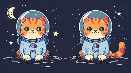 Cute space cat dressed in astronaut suit.