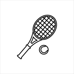 Tennis icon. Tennis balls and tennis racket. Concept of sports, recreation, entertainment and competition.