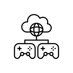Cloud gaming outline icons, minimalist vector illustration ,simple transparent graphic element .Isolated on white background
