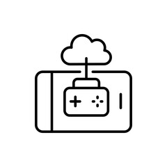 Cloud gaming outline icons, minimalist vector illustration ,simple transparent graphic element .Isolated on white background
