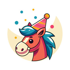 Cute forest animals horse for kids colouring book pages isolated on white background