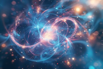 Fototapeta premium Abstract cosmic swirl with vibrant colors, representing space and energy, perfect for futuristic themes and science fiction backgrounds.