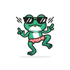 Cute forest animals frog for kids colouring book pages isolated on white background