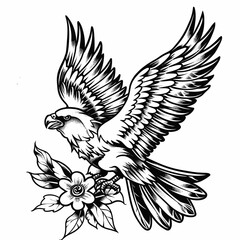 Fototapeta premium A bird is perched on a branch with flowers in the background. The bird is small and white, and the flowers are pink. The image has a peaceful and serene mood, with the bird