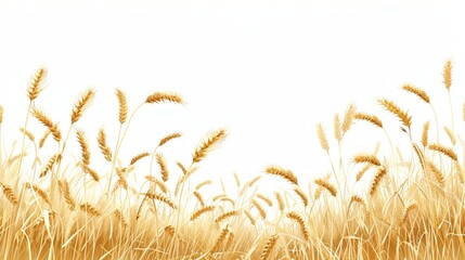 Vector illustration of wheat ear field over white background