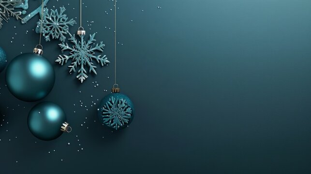 Elegant Blue Christmas Decorations Generative AI