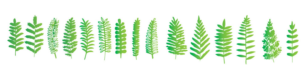  leaf stencils, color gradient, element, bright sticker, design with graphic symbols of the logo, the ability to change color and size. Illustrations and vector images created by human hands.  