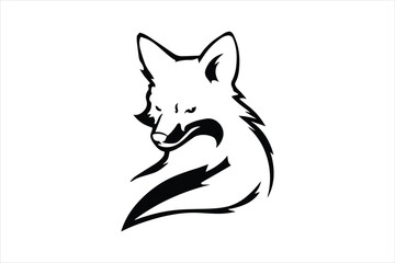 vector silhouette image of a fox .
