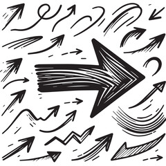 Hand-Drawn Sketchy Arrow on Clean White Background