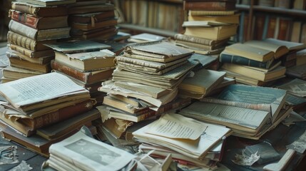 Obraz premium Bibliotheca’s Bounty. Old Books Heaped in the Library Room