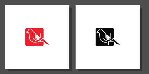 Creative wine logo with combination bird , wine bird logo , premium vector