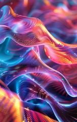 Fototapeta premium Abstract digital art with holographic patterns, bright colors, 3D rendering, hightech aesthetics