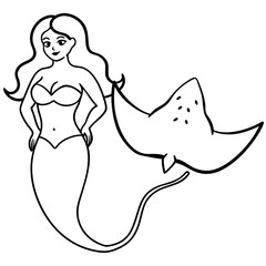 Beautiful little mermaid Underwater world Coloring book for kids