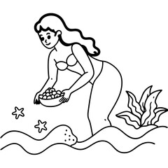 Beautiful little mermaid Underwater world Coloring book for kids