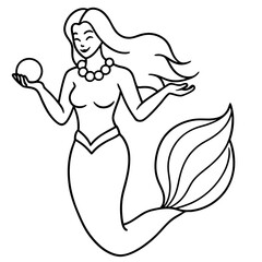Beautiful little mermaid Underwater world Coloring book for kids