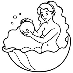 Beautiful little mermaid Underwater world Coloring book for kids