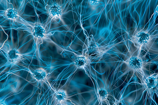 Electron microscopy of brain neural network, cells of brain, electron microscopy