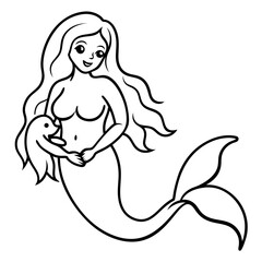 Beautiful little mermaid Underwater world Coloring book for kids