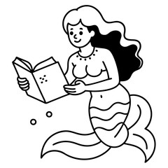 Beautiful little mermaid Underwater world Coloring book for kids
