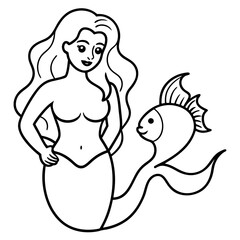 Beautiful little mermaid Underwater world Coloring book for kids