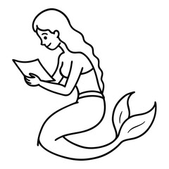 Beautiful little mermaid Underwater world Coloring book for kids