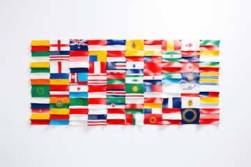 Colorful Array of International Flags Displayed on a White Background