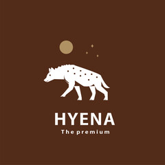 vintage retro hipster hyena logo vector outline silhouette art icon