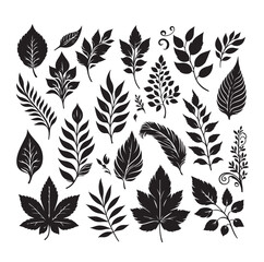 Leaf collection - vector silhouette