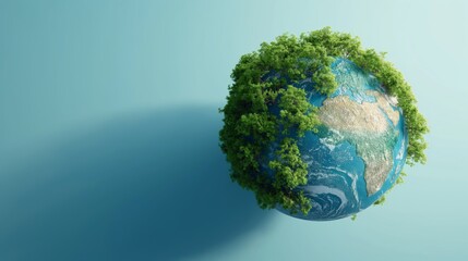 earth globe with trees a blank background