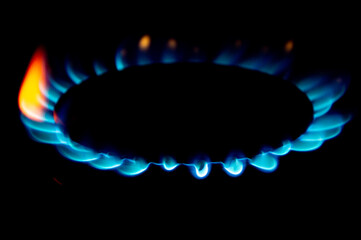 gas stove burner flame close-up