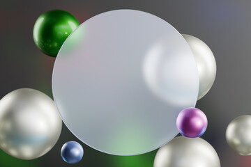 Colorful spheres floating in a gradient background. 3d rendering