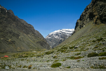 Andes mountain in summer with little snow