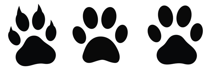 Dog paw print set. Paw icon collection on white background . Vector illustration. © Micro Pixel Market
