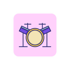 Drum set line icon. Percussion, stage, beat. Band concept. Vector illustration can be used for topics like concert, rock, music