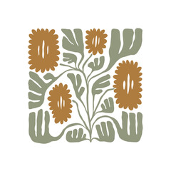 Floral abstract elements. Botanical composition. Modern trendy Matisse minimal style. Floral poster, invite. Vector arrangements for greeting card or invitation design