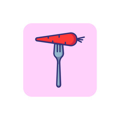 Eating carrot line icon. Vegetable, fork, lunch. Diet concept. Vector illustration can be used for topics like vegan, lifestyle, food