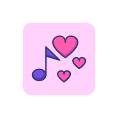 Favorite song line icon. Note, heart, love. Romantic collection concept. Vector illustration can be used for topics like music, song, Valentines day
