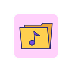 Folder with music line icon. Song, track, collection. Playlist concept. Vector illustration can be used for topics like database, sound, multimedia