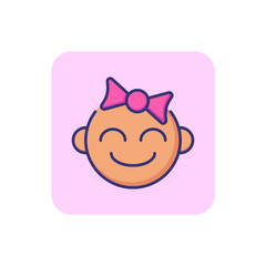 Girl face line icon. Newborn concept. Childhood, kid, face. Vector illustration for topics like childhood, nursery, baby birth